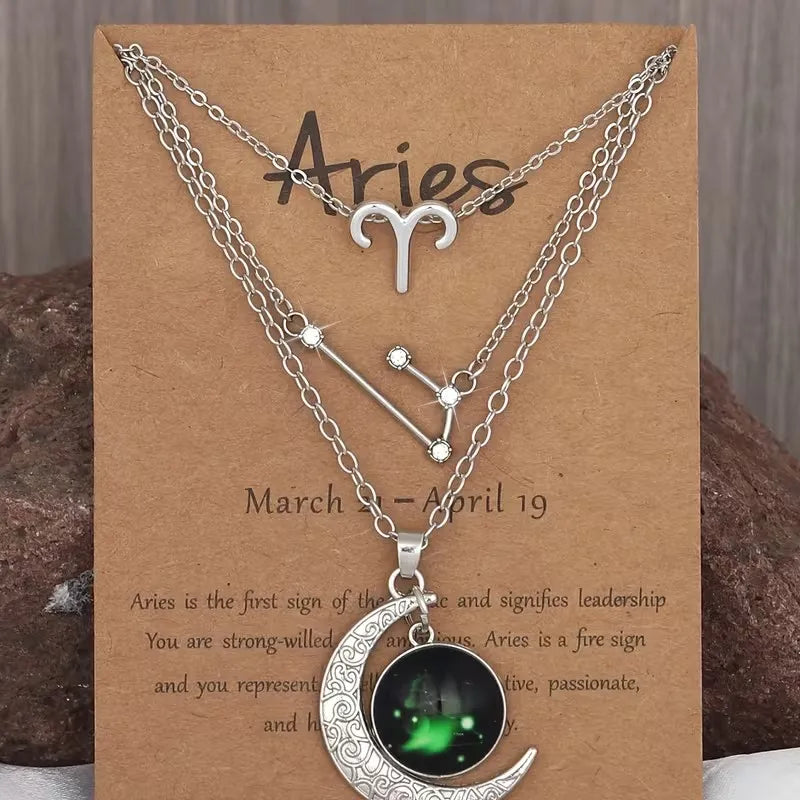 Zodiac Moon Glow Necklace Set